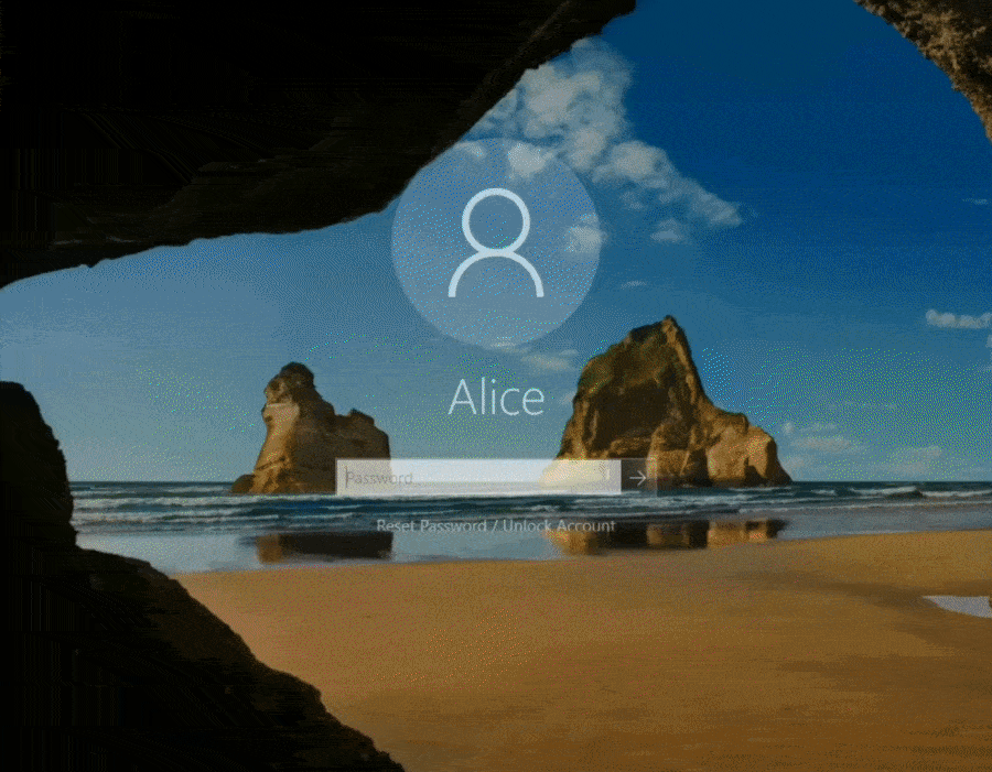 A GIF image showing ADSelfService Plus' Windows 2FA process in action.